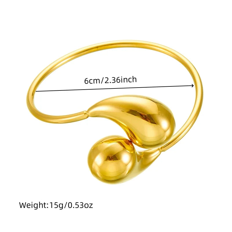 316L Stainless Steel Golden Droplet Shape Necklace Bracelet Earrings Suit Women 2024 New Trend Non-fading Jewelry Set