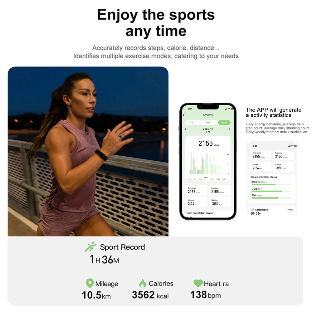 2024 R02 Smart Ring Military Grade Titanium Steel Shell Health Monitoring IP68 & 5ATM Waterproof Multi-sport Modes