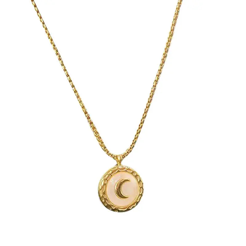 Stainless Steel Moon Charm necklace For Women Girl Fashion Gold Color  necklace Waterproof Jewelry Gift Party