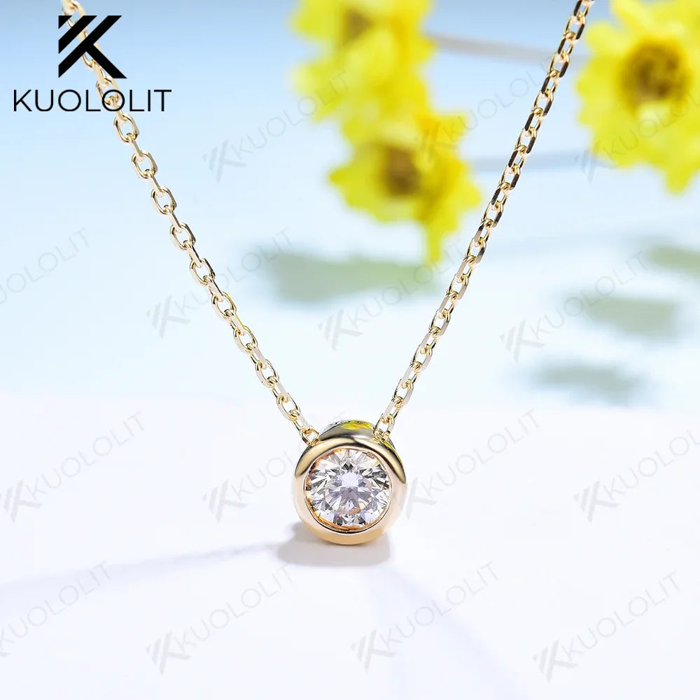 Kuololit Lab Grown Diamonds Necklaces Solid 18K 14K 10K Pendant for Women D VS Diamond Jewelry for Engagement With Certificate