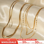 Simple Fashion Stainless Steel Chain Multilayer Necklace For Women Golden Hypoallergenic Trendy Jewelry Party Gift