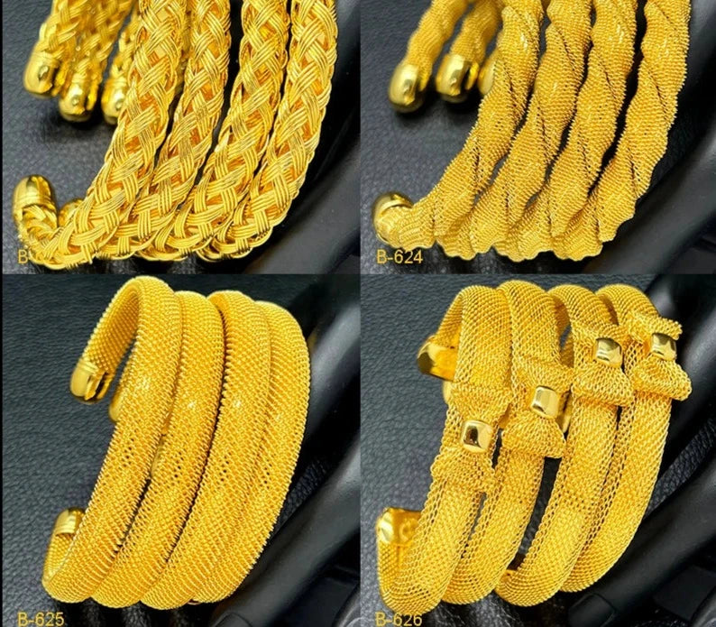 Luxury Dubai Gold Color Bangles For Women Arabic Charm Bracelet Cuff Bangles Nigerian Wedding Jewelry Party Gifts