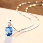 925 Sterling Silver Classic Blue Stone Necklace