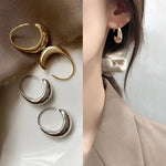 925 Silver Needle Geometric Oval Hoop Earrings For Women Party Wedding Punk Jewelry Gift