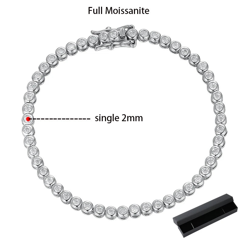This bracelet is a stylish accessory suitable for both women and men. It features a tennis design and is made with GRA 100% Sterling Silver, which is then plated with 18k White Gold for an elegant touch.