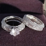 Exquisite Fashion New Design Silver Color Zircon Wedding Ring Set for Women Engagement Finger Anniversary Gift Banquet Jewelry