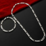 Noble New 925 Sterling Silver 4MM Chain for Men Women Bracelet Necklace Jewelry Set Lady Christmas Gifts Charms Wedding