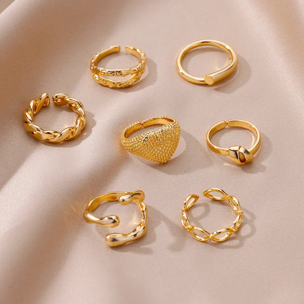 Stainless Steel Rings for Women Gold Plated Adjustable Couple Ring New In Accessories Aesthetic Waterproof Jewelry Anillos Mujer