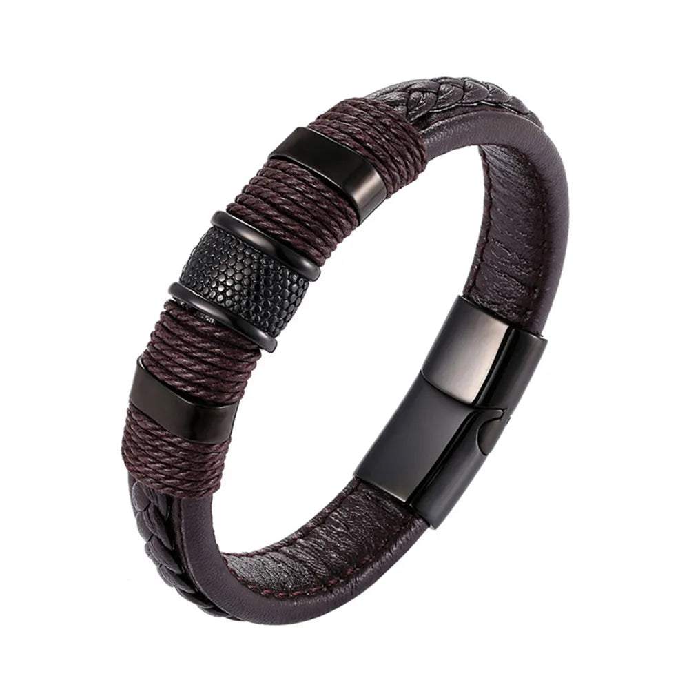 A range of exquisite luxury accessories with this high-quality men's fashion gift. Crafted from genuine black leather, these bracelets offer a unique combination of style and versatility. Perfect for those who appreciate a touch of wild handsomeness, these DIY bracelets make for a truly remarkable gift.