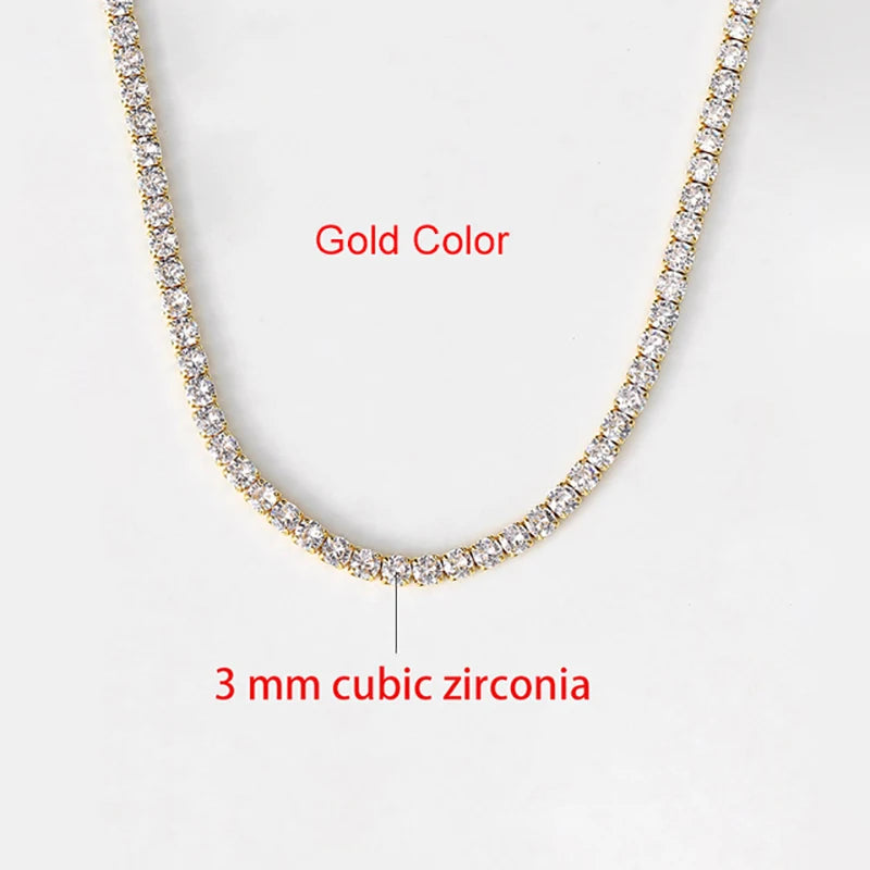 Choker Iced Out Tennis Chain Necklace For Women Luxury Cubic Zirconia Crystal Short Hiphop Neck Accessories Jewelry OHN016