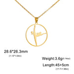 Gold Color Gymnast Girl Pendant Necklace for Women Stainless Steel Rhythmic Gymnastics Necklace Jewelry Gift 2025 Trendy
