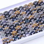 This lot consists of 10 pieces of wholesale fashion stainless steel rings suitable for both men and women. These rings are simple yet beautiful, making them trendy and perfect for punk jewelry enthusiasts. They also make great vintage birthday party gifts.