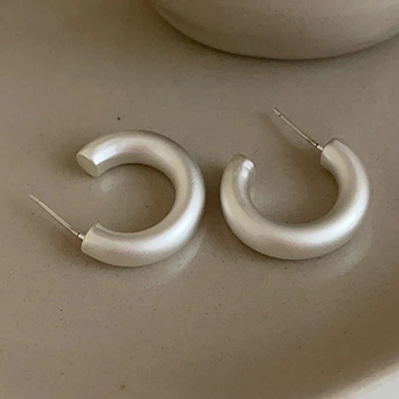 Bilandi Modern Jewelry 925 Silver Needle Matte Gold Color Earrings Simply Design Hot Sale Small Hoop Earrings For Women Girl