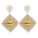 Rattan Raffia Tassel Pendant Earrings