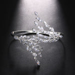 Shiny Crystal Open Bangle Bracelet Hand Jewelry for Women Bridal Leaf Branch Bracelet Palm Jewelry Wedding Accessories