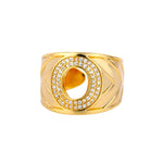 Chunky Wide Zircon Initial Letter Rings For Women Stainless Steel Opening Finger Ring Hip Hop Minimalist Jewelry Gift Femme