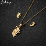 Cartoon Bowknot Mouse Stainless Steel Jewelry Set for Women Fashion Anime Animal Necklace Earrings Party Accessories