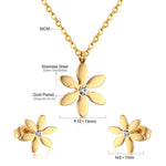 Korean Tiny Jewelry Sets For Women Wedding Party Stainless Steel No Fade Pendant Necklaces And Stud Earrings Jewelry Gifts