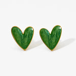 18K Gold PVD Plated Stainless Steel Colorful Enamel Heart Necklace Earring Set For Women Spring Summer Jewelry  Waterproof
