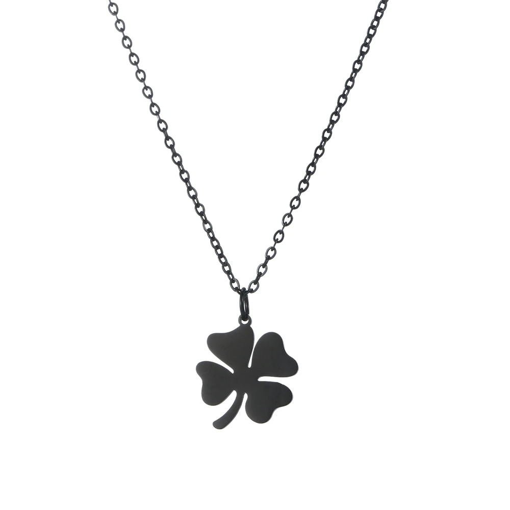2025 Lucky Clover Pendant Necklace Stainless Steel Gold Color Double Layer Chain Necklaces for Women Girls Jewelry Gift