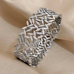 316L Stainless Steel Leaves Wide Chunky Bangles Bracelets for Women Unique Design Wrist Bracelet Waterproof Jewelry