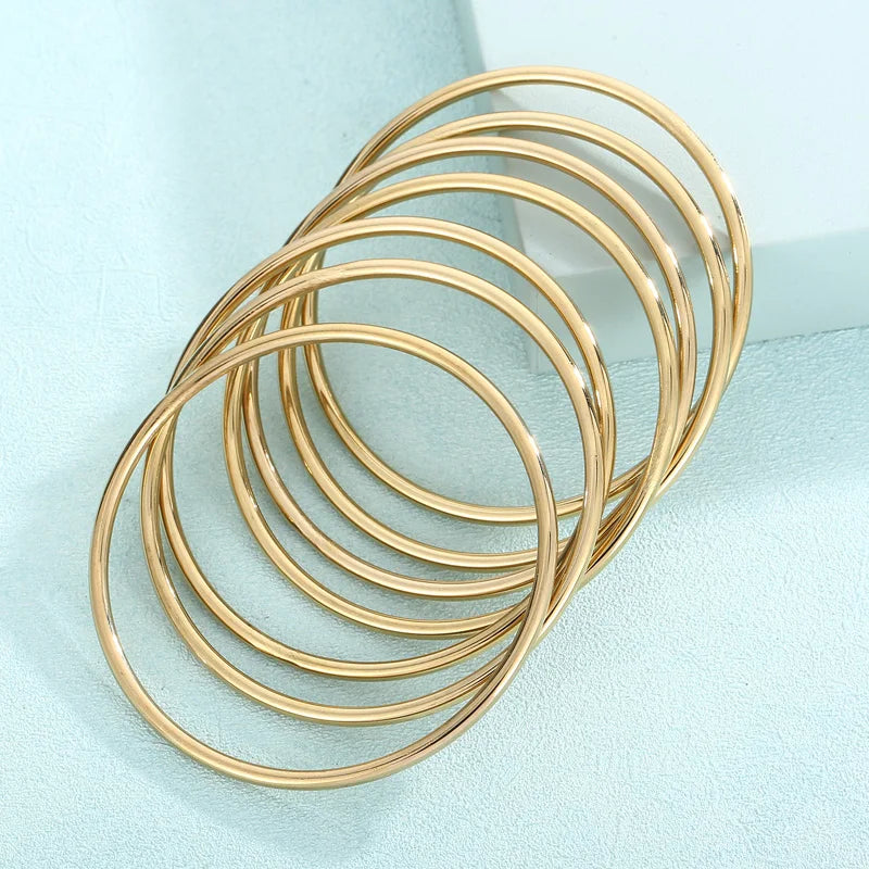 New Women Bangles For Women Indian Gold Silver Color Stainless Steel Multiple Layer Round Women Bracelet Wedding Jewelry Gifts