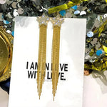 New Fashion White Square Rhinestone Zircon Double Pendant Gold Color Earrings for Women Unique Design Girls Trend Jewelry Gift