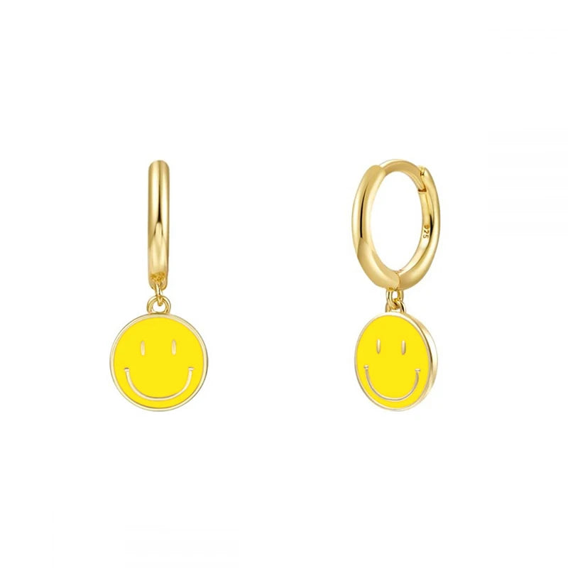  Gold Filled Hoop Drop Earrings Set for Women Ear Cuff Blue Zircon Enamel Dangle Earrings 2023 Fashion Jewelry Wholesale