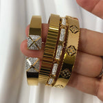 Stainless Steel Bracelets For Woman 2024 Trend Bangles Golden Love Crystal Wedding Feminina Luxury Jewellery Gifts
