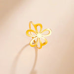 Flower Ring Stainless Steel Gold Color Finger Rings Women Girls Aesthetic Bohemian Jewelry Birthday Gift Wholesale
