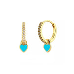  Gold Filled Hoop Drop Earrings Set for Women Ear Cuff Blue Zircon Enamel Dangle Earrings 2023 Fashion Jewelry Wholesale