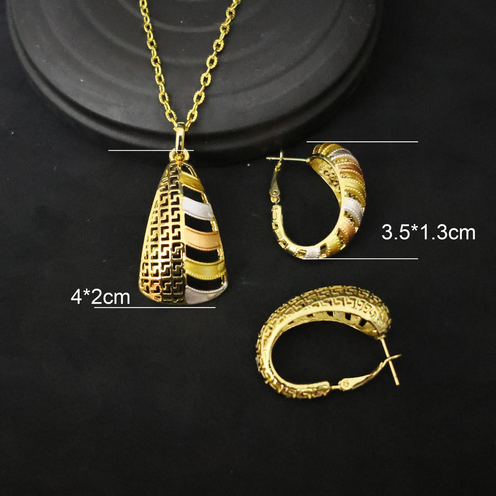 Luxury 18k Gold Plated Jewelry Set for Women Wedding Italian Jewellery Sets Bride Necklace and Earrings Bracelet African Gift
