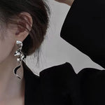 New Fashion White Square Rhinestone Zircon Double Pendant Gold Color Earrings for Women Unique Design Girls Trend Jewelry Gift