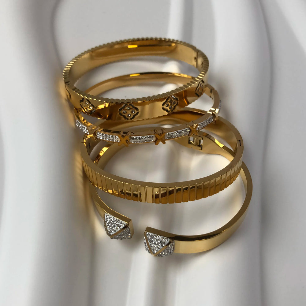 Stainless Steel Bracelets For Woman 2024 Trend Bangles Golden Love Crystal Wedding Feminina Luxury Jewellery Gifts