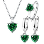 925 Sterling Silver Jewelry Sets For Women Heart Zircon Ring Earrings Necklace Wedding Bridal Elegant Christmas