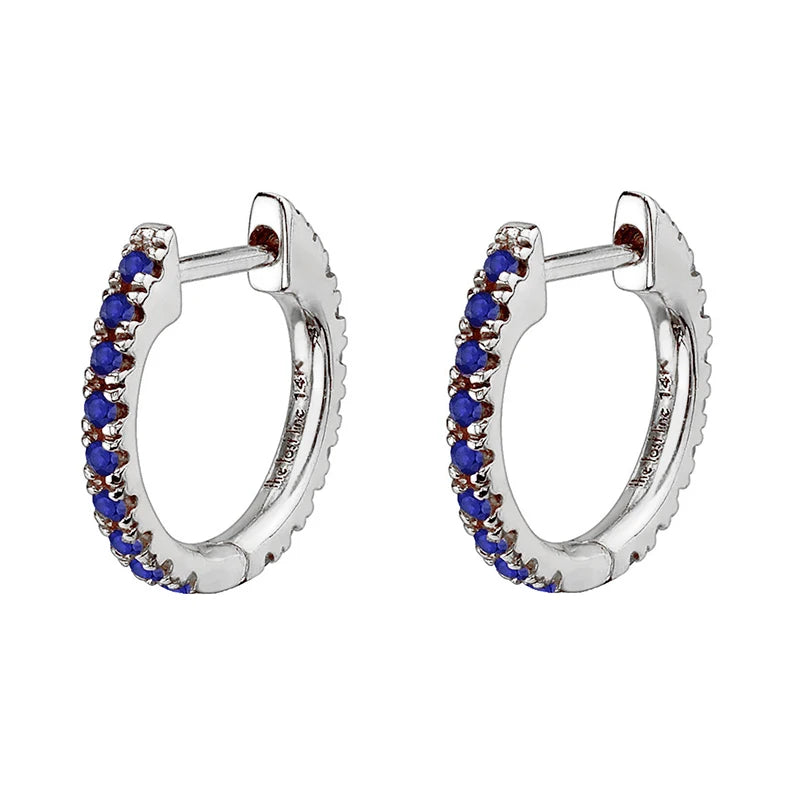  Gold Filled Hoop Drop Earrings Set for Women Ear Cuff Blue Zircon Enamel Dangle Earrings 2023 Fashion Jewelry Wholesale