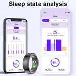 Smart Ring Men Military Stainless Steel Shell Health Heart Rate Sleep Monitor Smart Ring IP68 Waterproof Sports Mode Finger Ring