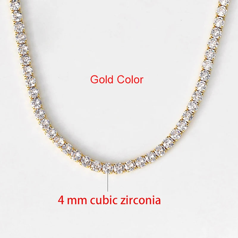 Choker Iced Out Tennis Chain Necklace For Women Luxury Cubic Zirconia Crystal Short Hiphop Neck Accessories Jewelry OHN016