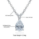 14K White Gold 2 Carat Pear Teardrop Cut D Color Moissanite Diamond Necklace With Certificate Jewelry