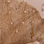 Anti-allergy Stainless Steel Chain Freshwater Pearl Chain Necklace Bracelets For Women Gold Plated Jewelry Set