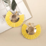 Rattan Raffia Tassel Pendant Earrings