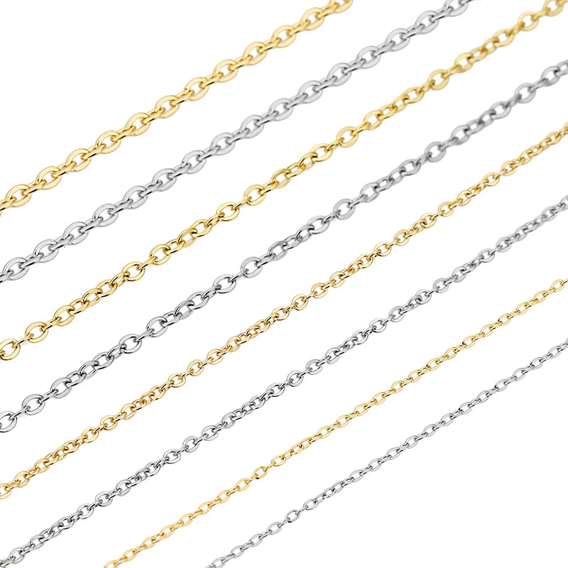 5 meters Stainless Steel Link Chains Bulk Lot 1 1.5 2 2.5mm Gold Color Necklace Chains for Diy Bracelet Supplies Jewelry Making