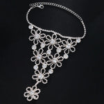 Luxury Flower Crystal Finger Chain Bracelets for Women Rhinestone Slave Chain Bangles Wedding Party Bride Hand Jewelry