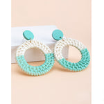 Rattan Raffia Tassel Pendant Earrings