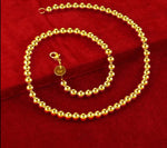 24K Gold Necklaces 925 Sterling Silver Smooth 6MM Beads Necklace For Women Men Fashion Wedding Engagement Party Jewelry