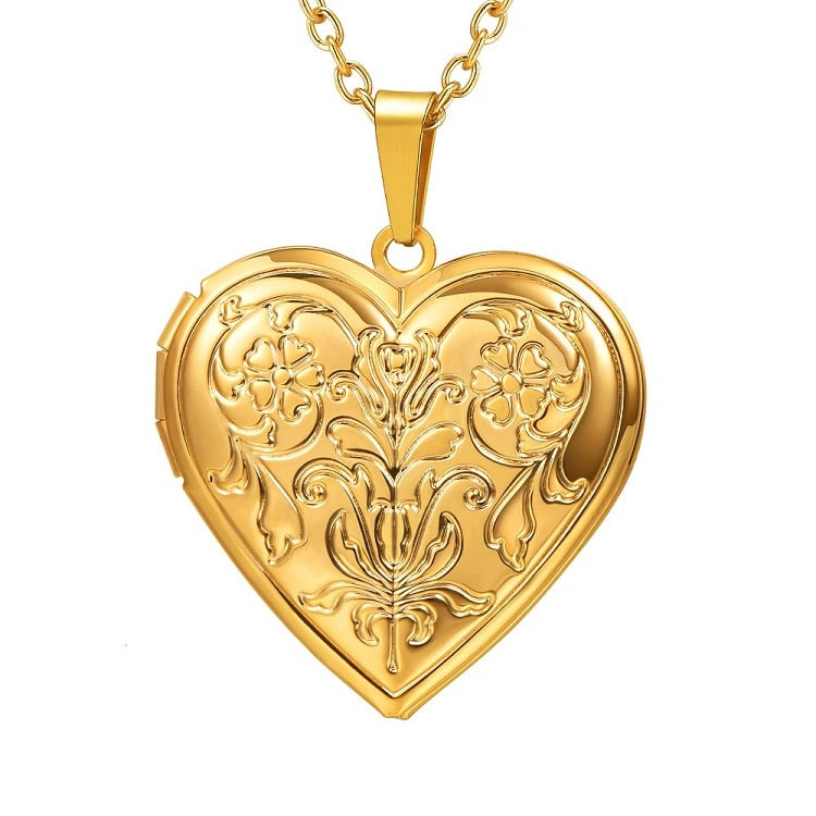 Heart Frame Memory Locket Pendant Necklace