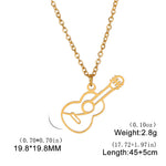 Stainless Steel Jewelry Musical Instrument Guitar Pendant Necklace for Women Men Chain Necklace Birthday Party Gift 2025