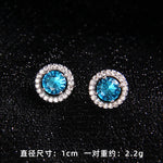 High Grade Round Zircon Jewelry Set Trendy Popular Stainless Steel Pendant Necklace Stud Earrings Party Gifts For Women Girls