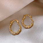 1pair New Design Light Luxury Unique Zircon Winding Hoop Earrings Fashion Women Elegant Gold Color Metal Jewelry Gifts