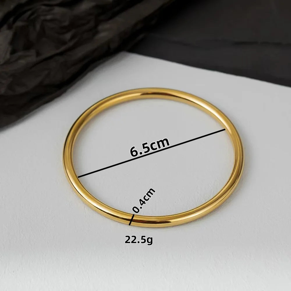 Greatera Waterproof Polished Stainless Steel Cuff Bracelet Bangles for Women Gold Plated Smooth Metal Openable Bracelets Jewelry